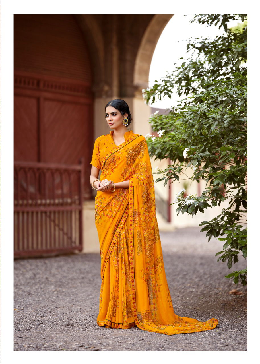 Kashvi Jasleen Fancy Wear Georgette Ethnic Wear Printed Saree Collection